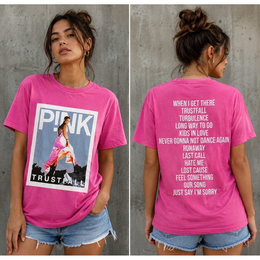 P!NK Trustfall Tour T-Shirt Womens Small Pink Graphic Concert Band Tee Album